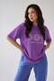 Women's Oversize Casual T-Shirt Celestial Sun Moon Printed Purple - 2