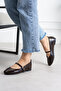 Lwi Women's Flat Shoes with Front Strap and Buckle, Round Toe Leather - 2