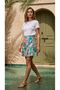 Women's Green High Waist Zippered Asymmetrical Skirt with Tie Detail - 6