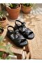 Women's Black Cross-Strapped Orthopedic Sole Comfortable Summer Casual Sandals - 3