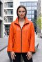 Orange Alara Zippered Perforated Patterned Women's Genuine Leather Coat with Pockets - 2