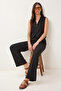 Linen Top and Bottom Set with Gold Accessories Laz0001 Black - 3