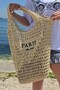 Women's Milano Riviera Straw Mesh Shoulder Bag Paris Milano Embroidered Beige – Large Size, Summer Style