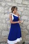 Women's One Shoulder Open Shoulders Ribbon Detailed Double Color Imported Crepe Dress - 3