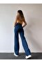 Leo Women's Dark Blue Lycra Palazzo Loose Jean Trousers - 3