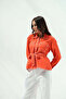 Orange Belted Linen Casual Wear - 5