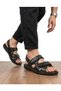 Men's Black Genuine Leather Orthopedic Soft Sole Sandals