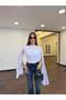 Women's New Season Best-Selling Viral Shoulder Detailed Cape Bodysuit White Blouse - 2