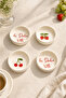 Vita Red 4 Piece 10 cm Ceramic Bowl Set Snack Bowl Presentation Bowl Breakfast Bowl