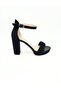 Black Glittery Platform Sole Ankle Strap Thick Heeled Women's Sandals Vi̇d02002 - 8