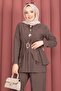 Belden Allerlli Gold Brooch and Trousers Two-Piece Suit Brown - 2