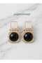 Vintage Design Burgundy -Black and Black-White Enamel Geometric Gold Earrings" - 3