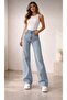 High 90's Snow Wash Blue Lycra Jeans Palazzo Trousers - 4