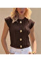 New Product Sleeveless Accessory Detailed Ruffle Fabric Women's Blouse - 2