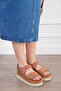 Ethnic Detailed Tan Daily Comfort Sandals Thick Sole - 6