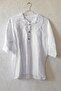 White Shirt Collar Short Sleeve Buttoned Mesh Pocket Embroidered Casual Cotton Woven Blouse 70 60 - 2