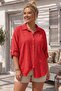 Pomegranate Flower Shirt Collar 3/4 Sleeve Buttoned Embroidered Casual Cotton Woven Shirt 70 60 - 3