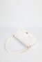 Women's White Clamshell Lock Detailed Shoulder and Crossbody Bag Velux - 7