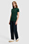 Women's Dark Green Polo Collar Basic T-Shirt 50323461-Vr101 - 4