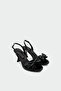 Emily Bow Detailed Women's Black Heeled Shoes