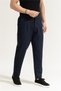 Slim Tapered Knit Pleated Pant Men's Navy Blue Fabric Trousers - 2