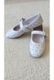 Women's White Studded Mary Jane Ballerina Buckle Flat Sole Shoes - 5