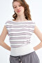 Kayık Collar Striped Knitwear A10352 - 5