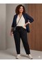 Women's Black Lycra Plus Size High Waist Comfortable Straight Cut Pants