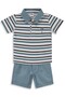 Palm Tree Embroidered 6-18 Months Set - Blue