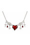 Red Stone Wing Detailed Heart Necklace Alternative Style Women's Accessory - 2