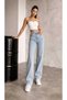 Lussi 90`S Lycra Loose Women's Ice Blue Snow Super High Waist Loose Leg Denim Jeans - 6