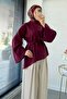 Asymmetrical Cut Flounce Sleeve Modal Blouse – Burgundy - 8