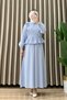 Si̇bel Skirt Set Slaplı Cubra Fabric Women's Baby Blue Ruffle Detailed and Buttoned Shirt and Skirt Two-Piece Set