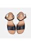 Women's Black Buckle Thick Heeled Leather Sandals - 5
