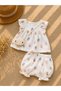 Baby Girl Muslin Set with Bag and Shorts, Patterned 3-Piece Summer Holiday Set