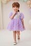 Baby Girl Birthday Party Wedding Dress Short Sleeve Lined Sequin Glitter Ruffle - 6