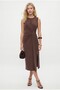 Women's Eldora Woven Modal Gold Buckle Slit Sleeveless Midi Length Brown Stylish Dress - 2