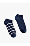 Set of 2 Basic Striped Cotton Bootie Socks