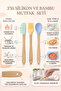 3-Piece Silicone Kitchen Utensil Set - Non-Stick Heat Resistant Egg Brush Spoon Food Preparation Spatula Set - 5