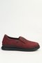 Women's Burgundy Nubuck Loafer Shoes with Stone Detail, Daily Comfortable Casual Shoes - 2