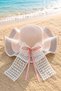 Straw Hat with Tulle Edges and Lace Strips Powder - 2