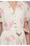 Regular Fit Metraj Printed Women's Pink Short Sleeve Dress - 4