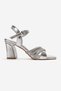 Women's Galvanized Heel Covering 3-Piece Stone Heeled Sandals Silver Crinkled - 2