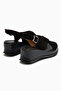 Birthe Black Suede Cross-Strapped Wedge Heeled Women's Sandals - 6
