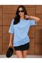 Navy Blue Modal Fabric Lace Detailed Soft Loose Cut Women's Blouse 0086 - 3