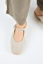Silvia Women's Leather Genuine Leather Single Strap Sabo Beige Slippers - 7