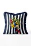 Parrot Tropical Floral Striped Throw Pillow Cover - Navy Blue Tassel Exotic Cover - 2