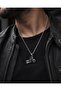 Stainless Steel Skull Detailed Chopper Biker Motorcycle Pendant - 5