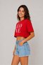 Women's Love Printed Crop T-Shirt Loose Fit T-Shirt - Red - 2