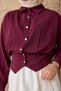 Women's Short Shirt with Waistband, Burgundy - 5